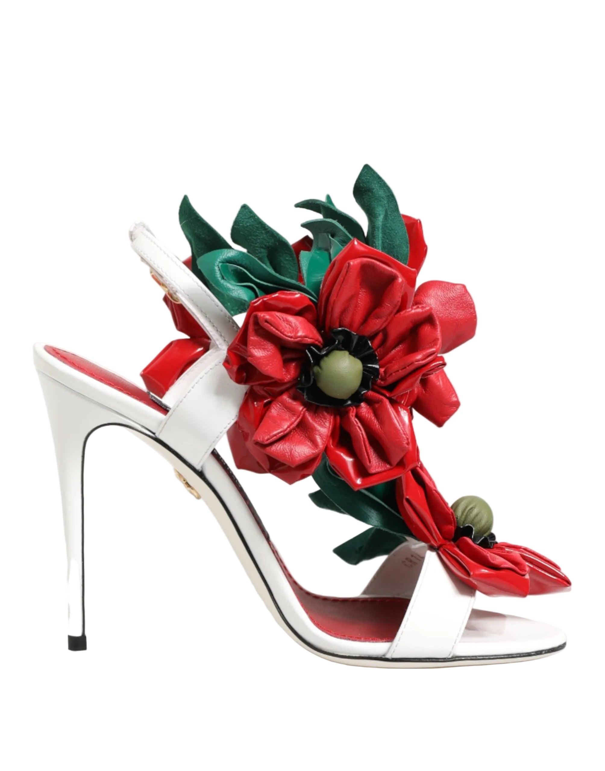 Dolce & Gabbana White Red Floral Detailing Sandals Shoes
