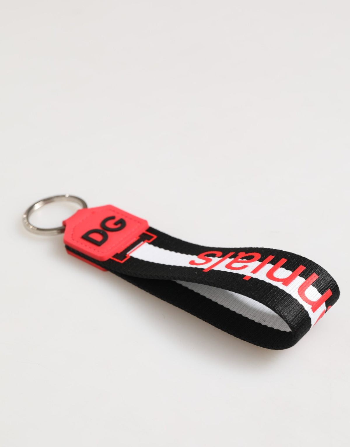 Dolce & Gabbana Red White DG Logo Brass Holder Keychain Keyring