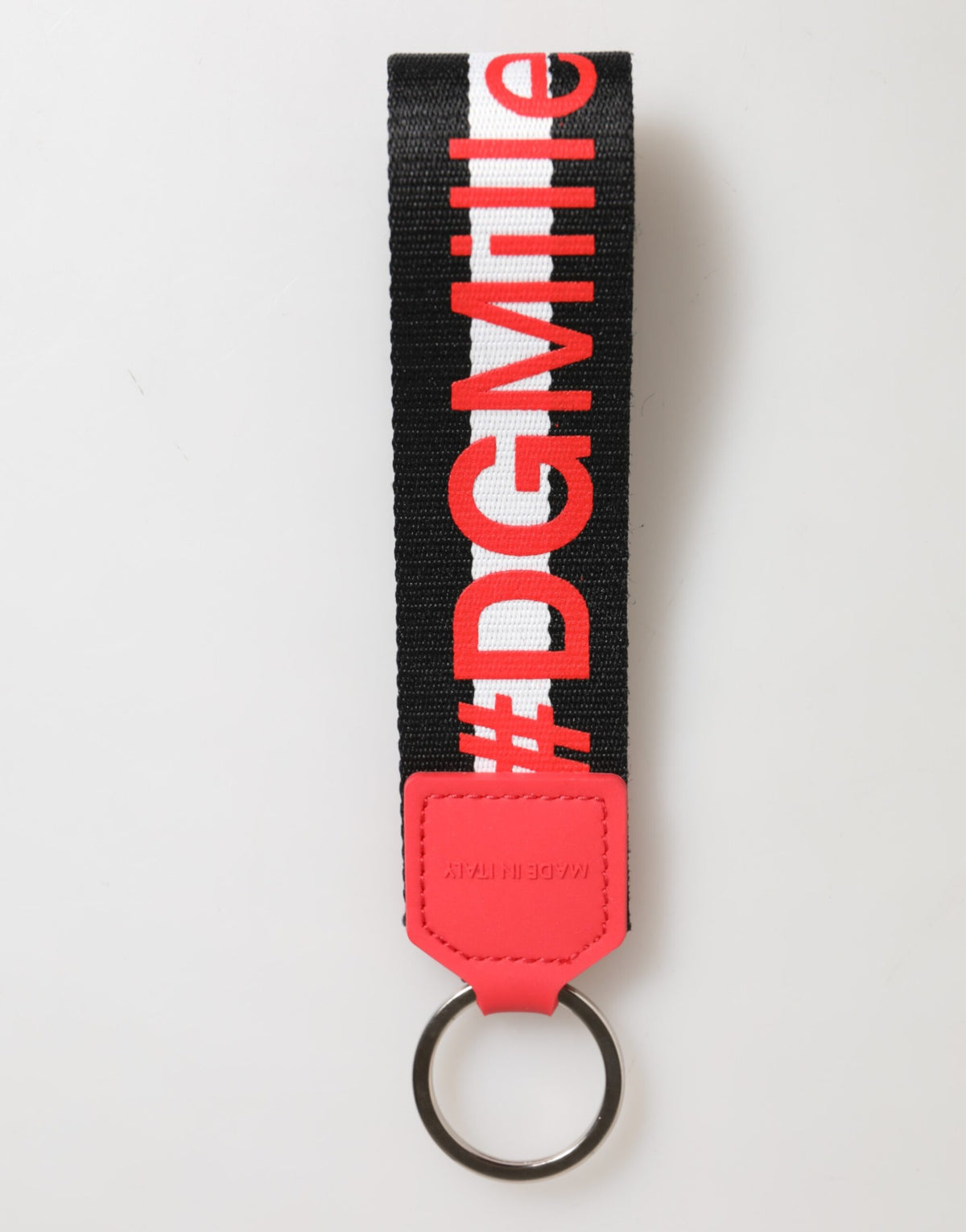 Dolce & Gabbana Red White DG Logo Brass Holder Keychain Keyring