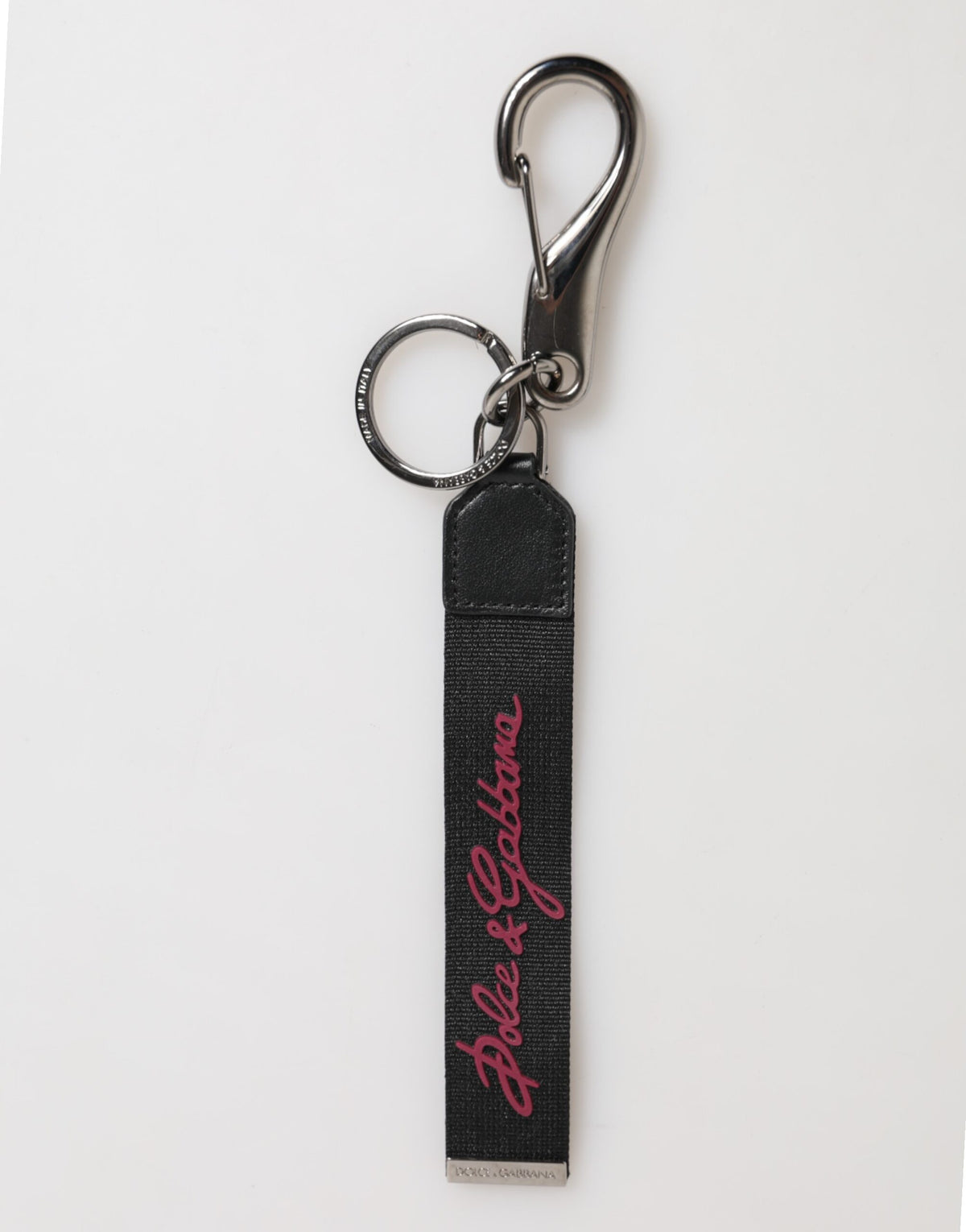 Dolce & Gabbana Black Burgundy DG Logo Men Keychain Keyring