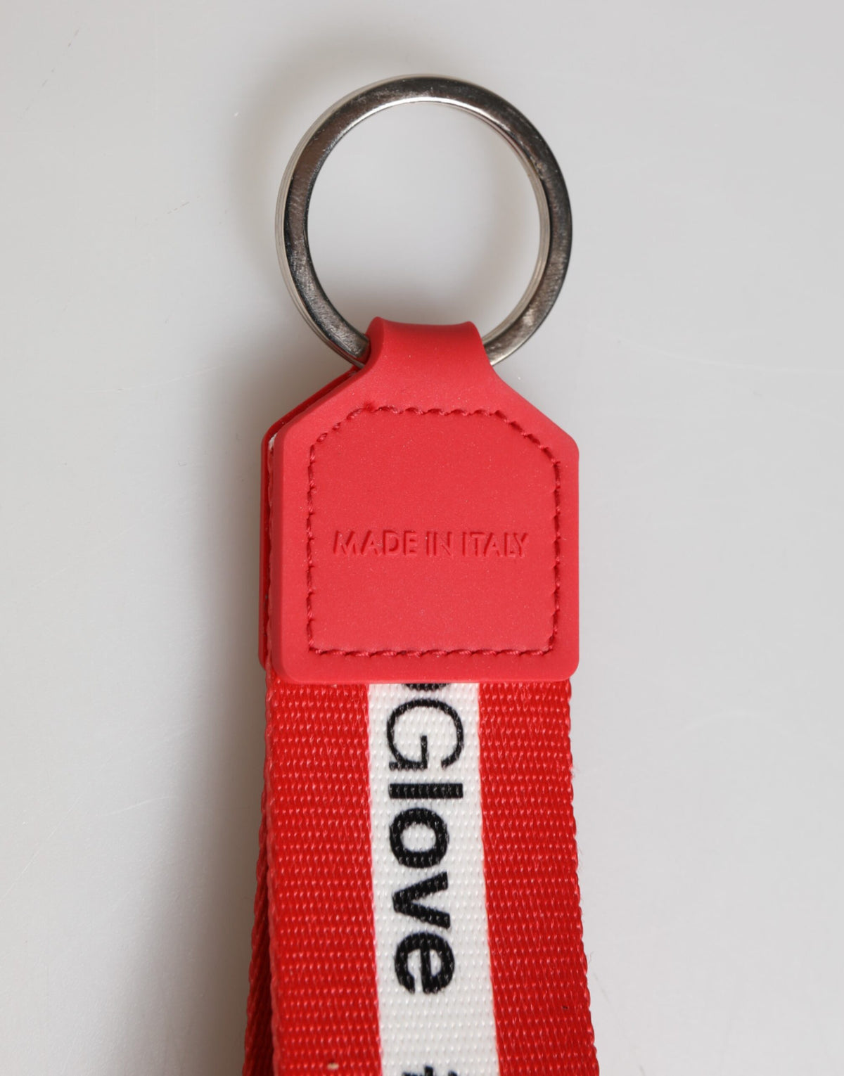 Dolce & Gabbana Red Logo Silver Brass Holder Keychain Keyring