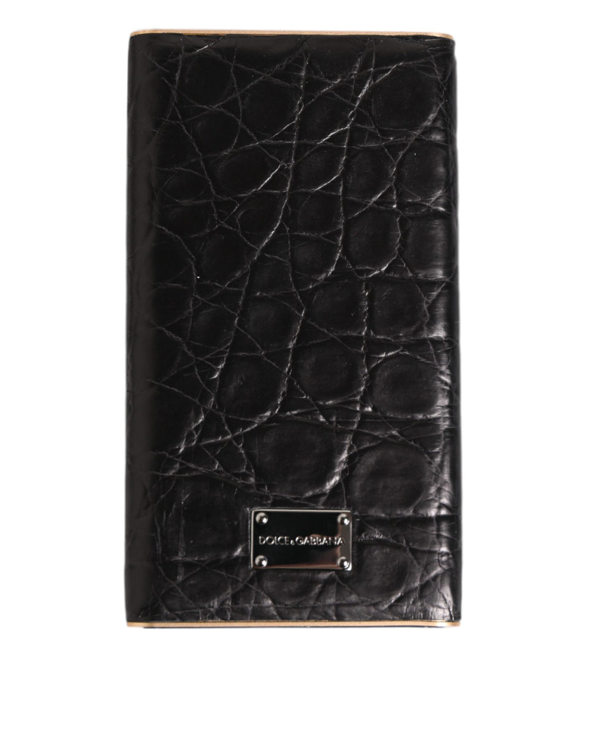 Dolce & Gabbana Black Leather Embossed Exotic 3000mAh Power Bank Charger USB