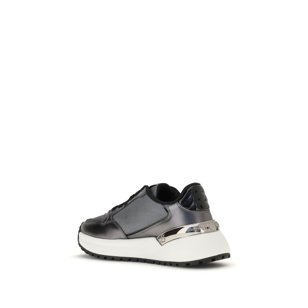 PINKO Gray Leather Athletic Sneakers