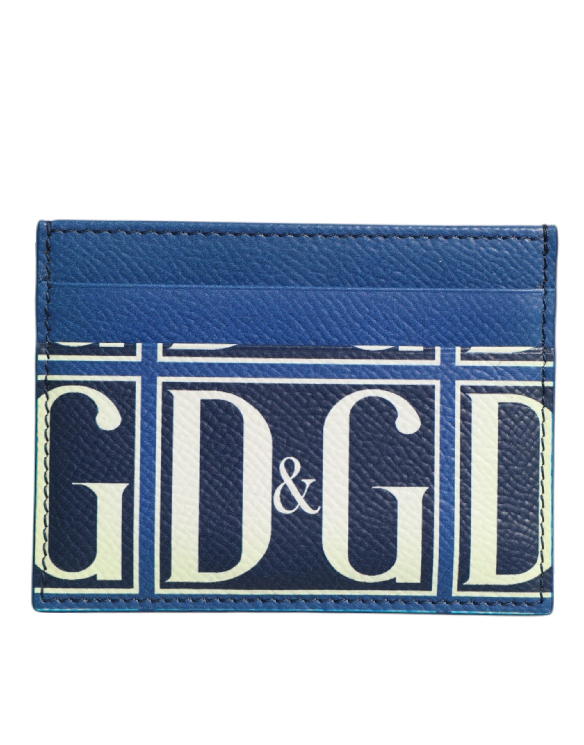 Dolce & Gabbana Blue Leather DG Logo Monogram Card Holder Wallet