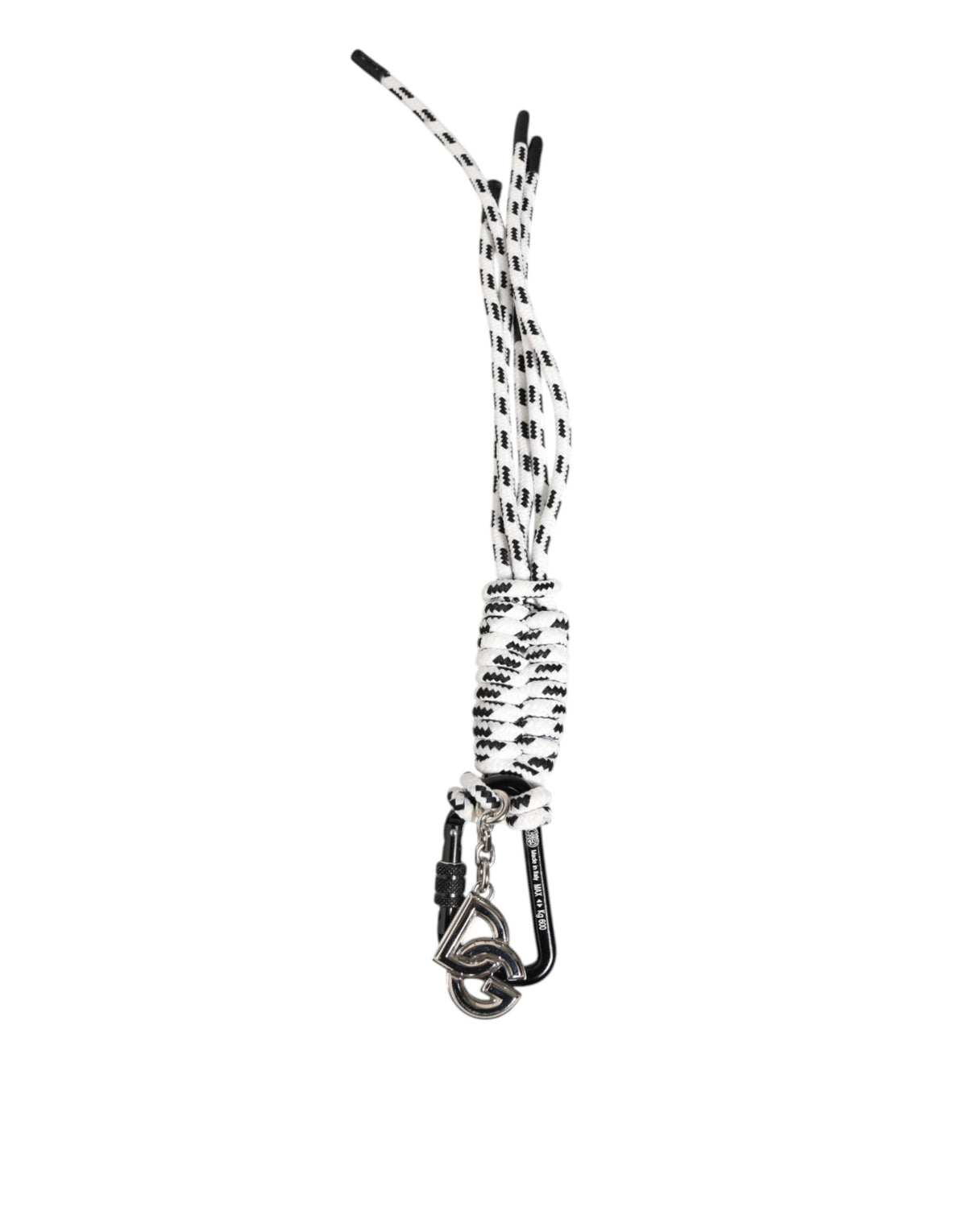 Dolce & Gabbana Black White Tape String DG Logo Keychain Keyring