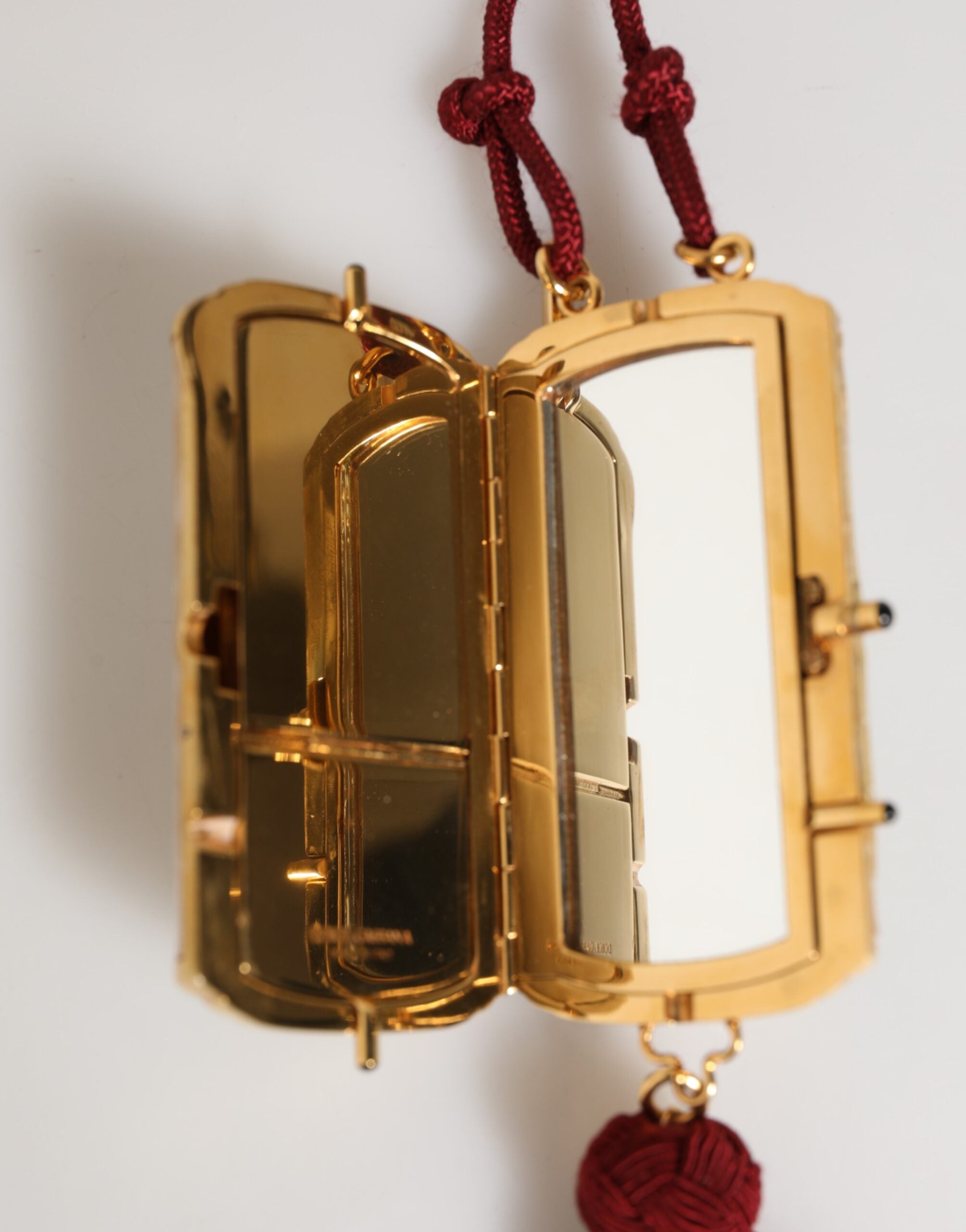 Dolce & Gabbana White Resin Gold Metal Crossbody Mini Purse Tassel Bag