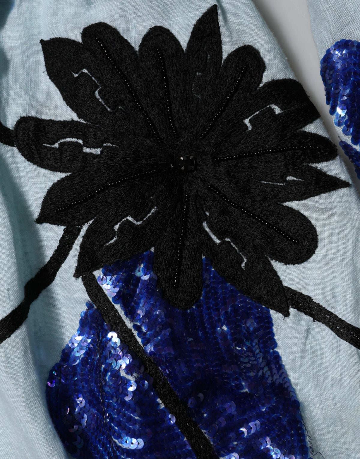 Christian Pellizzari Blue Sequin Embellished Shirt Maxi Dress