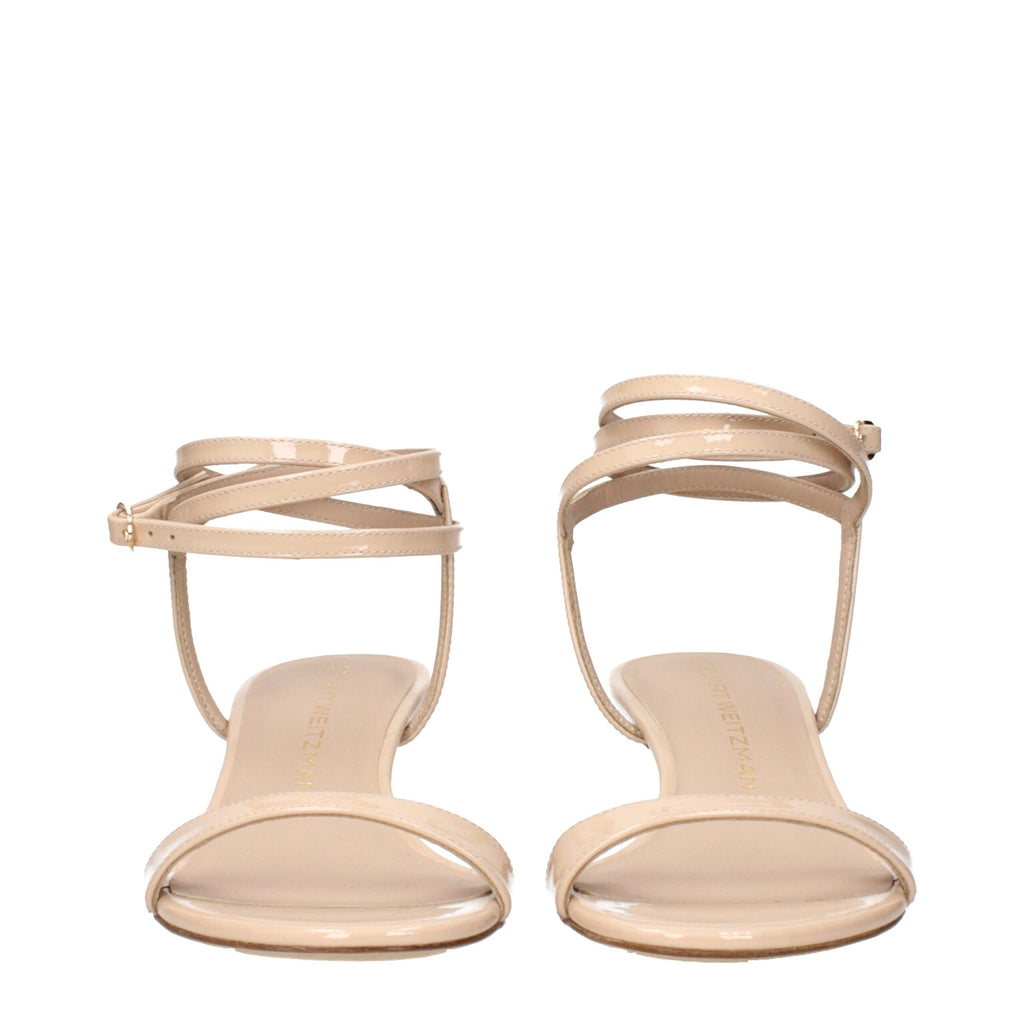 Stuart Weitzman Beige Leather Stiletto Heel Sandals