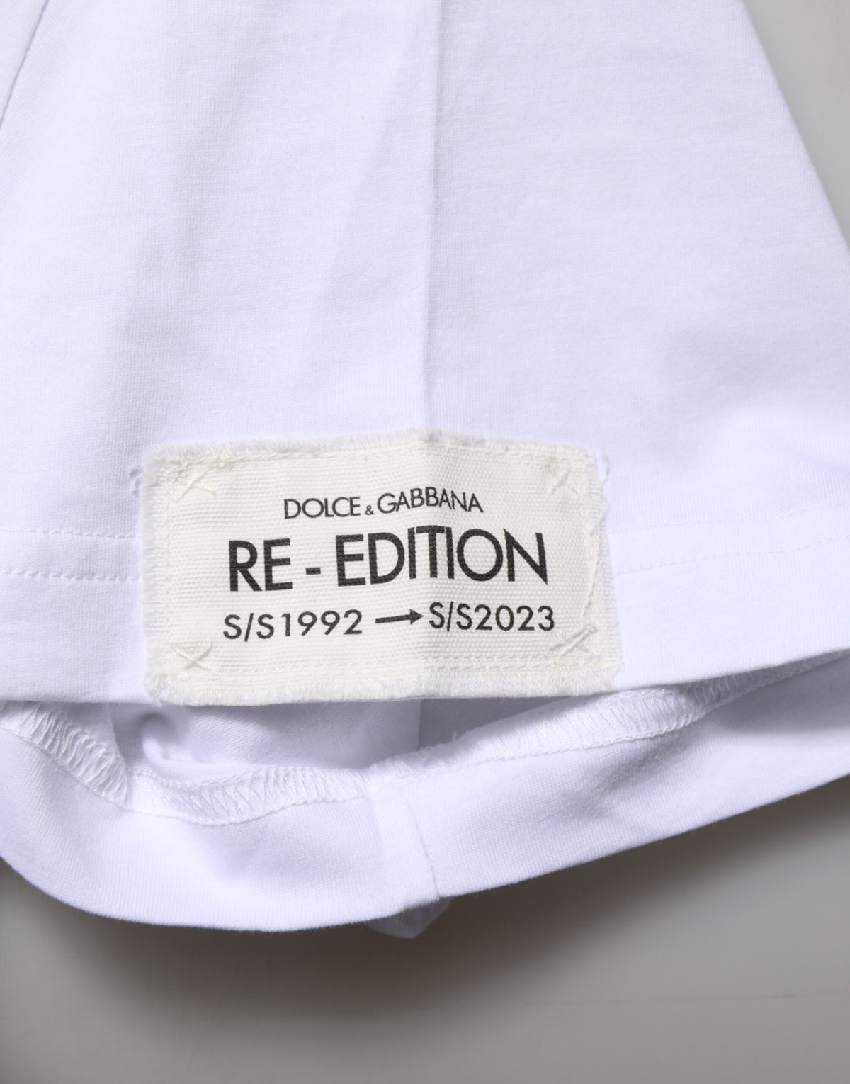New Dolce & Gabbana White Graphic Print Cotton Crew Neck T-shirt