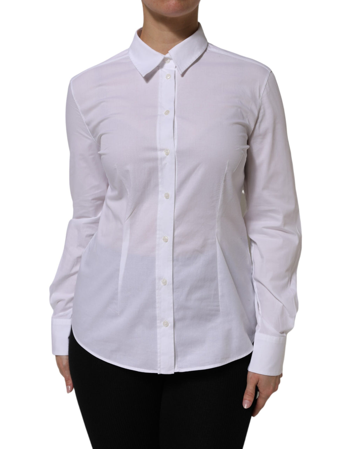Dolce & Gabbana White Collared Long Sleeves Dress Shirt Top