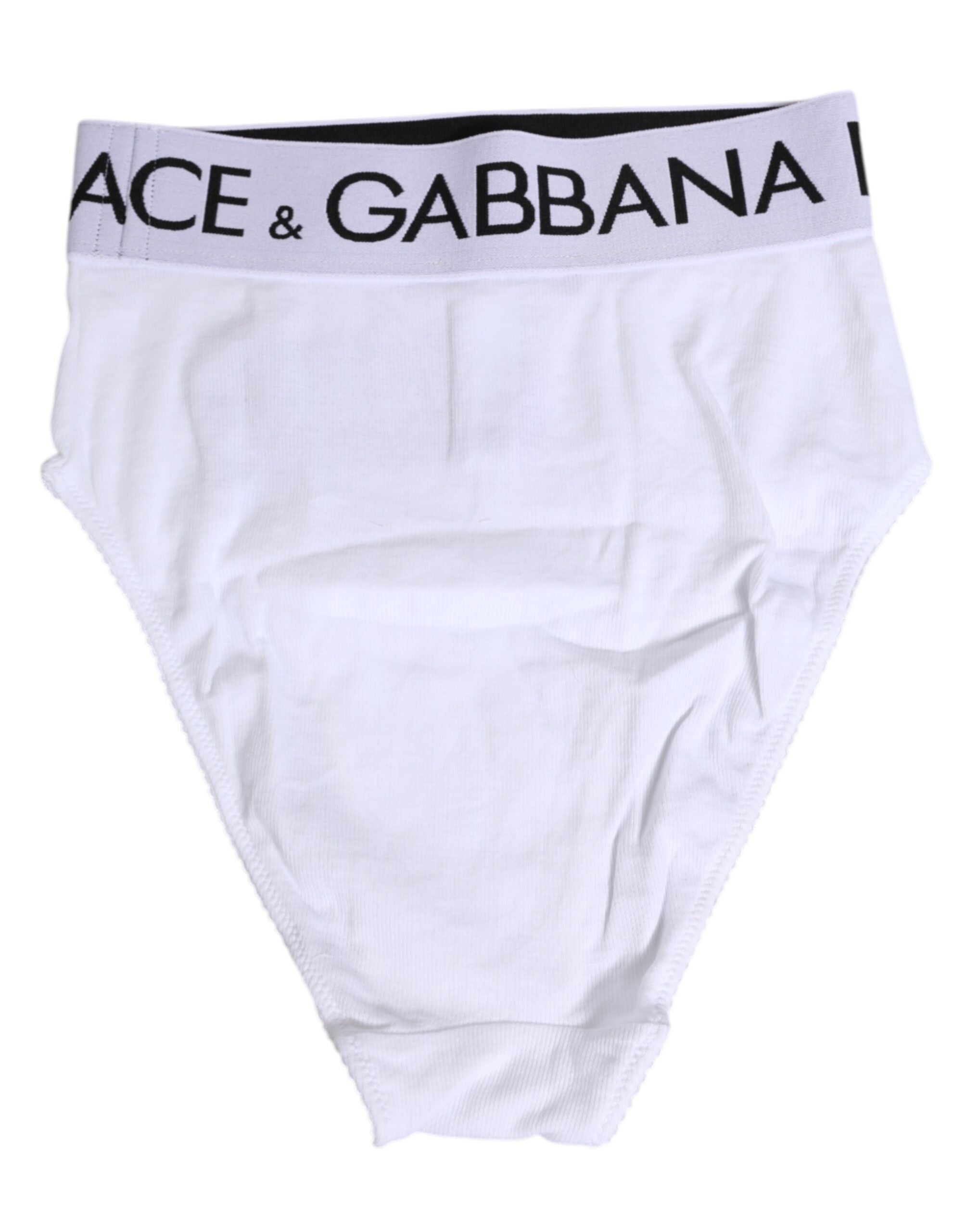 Pre-Owned Dolce & Gabbana White Cotton Stretch High Waist Panty Underwear