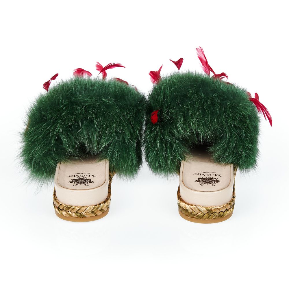 Mr&Mrs Italy Green Leather Women Sandal