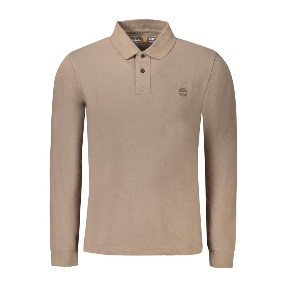 Timberland Beige Cotton Men's Long Sleeve Polo Shirt