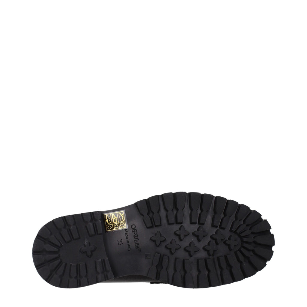 Off-White Black Leather Slip-On Loafers