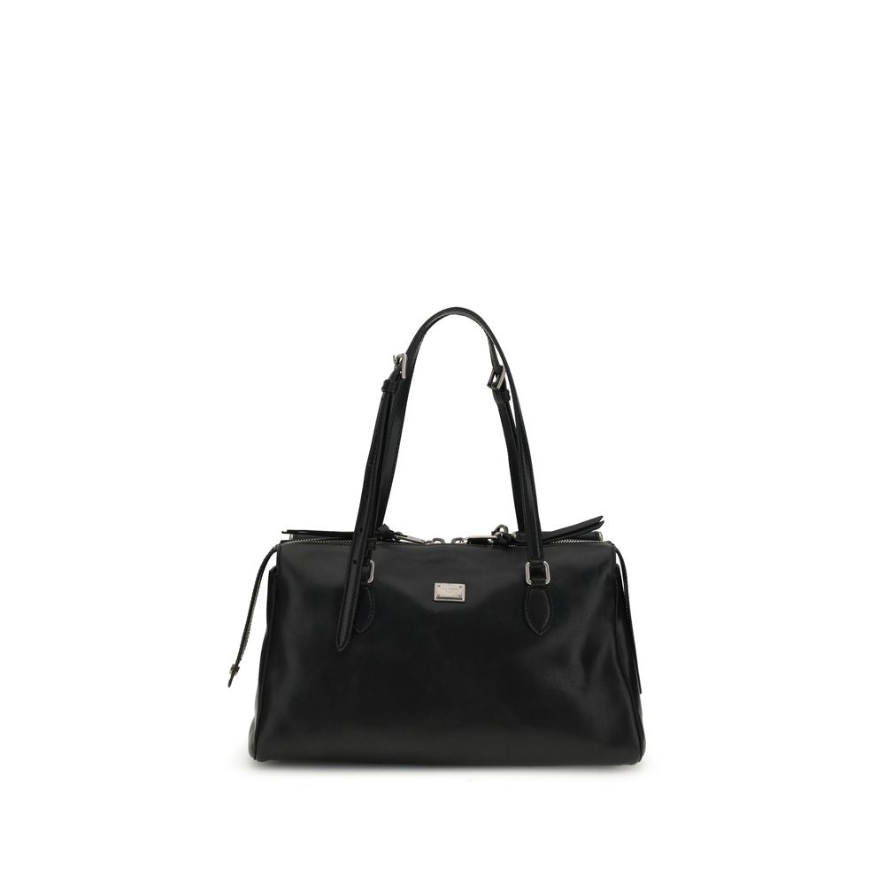 Dolce & Gabbana Black Leather Vittoria Shoulder Bag