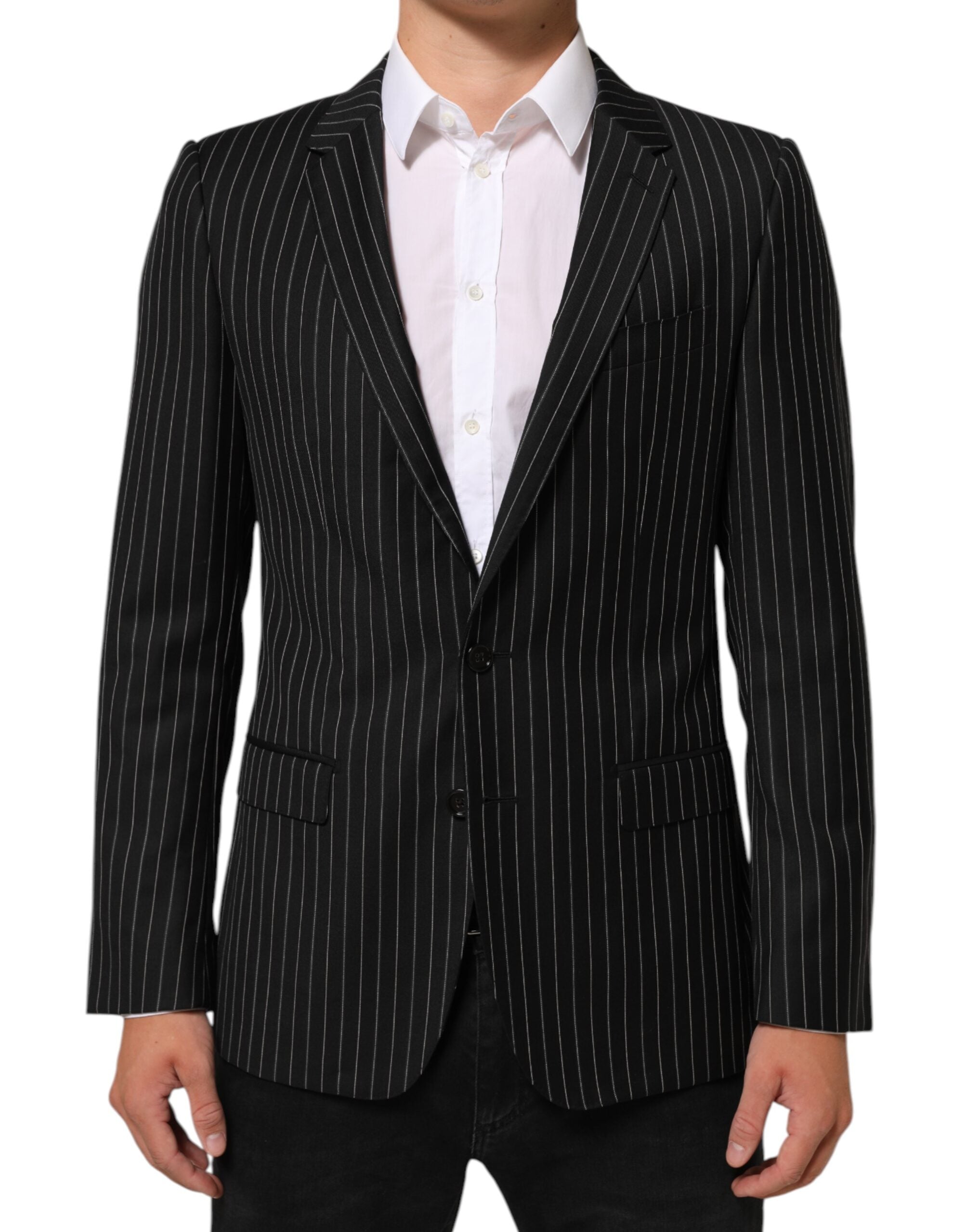 Dolce & Gabbana Dark Gray Stripes MARTINI 1 Button Suit Blazer