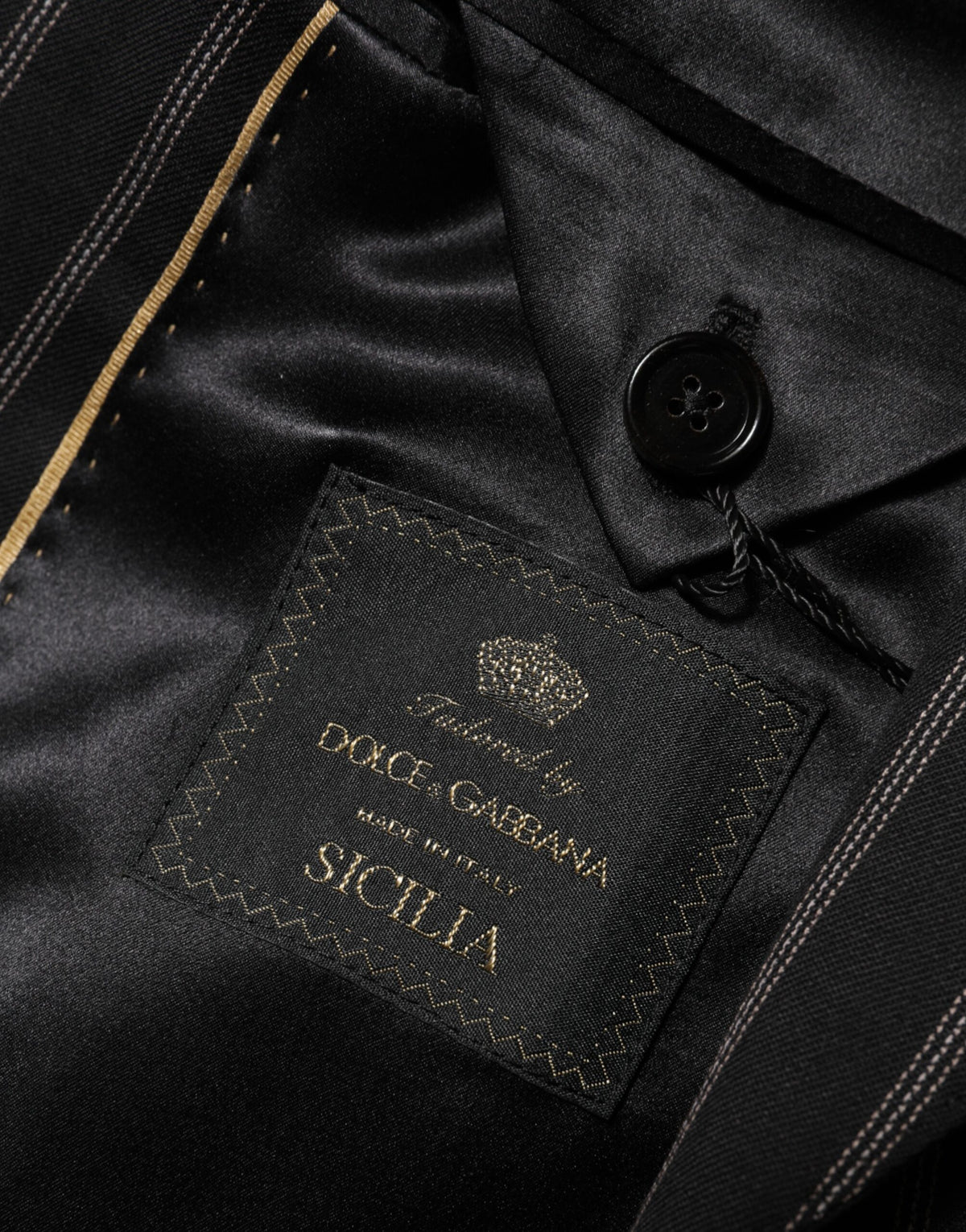 New Dolce & Gabbana Dark Gray Stripes SICILIA 1 Button Suit Blazer