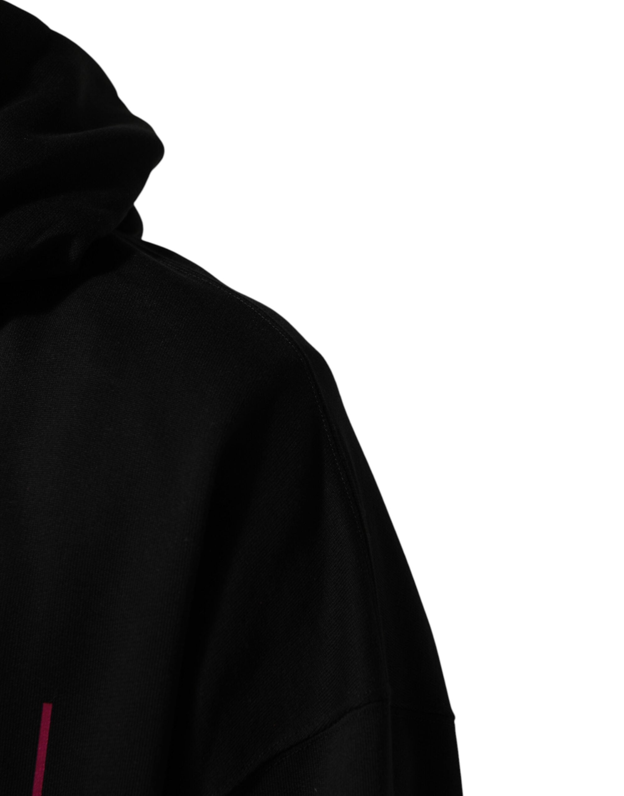 Dolce & Gabbana Black Printed Hooded Men Sweatshirt Sweater