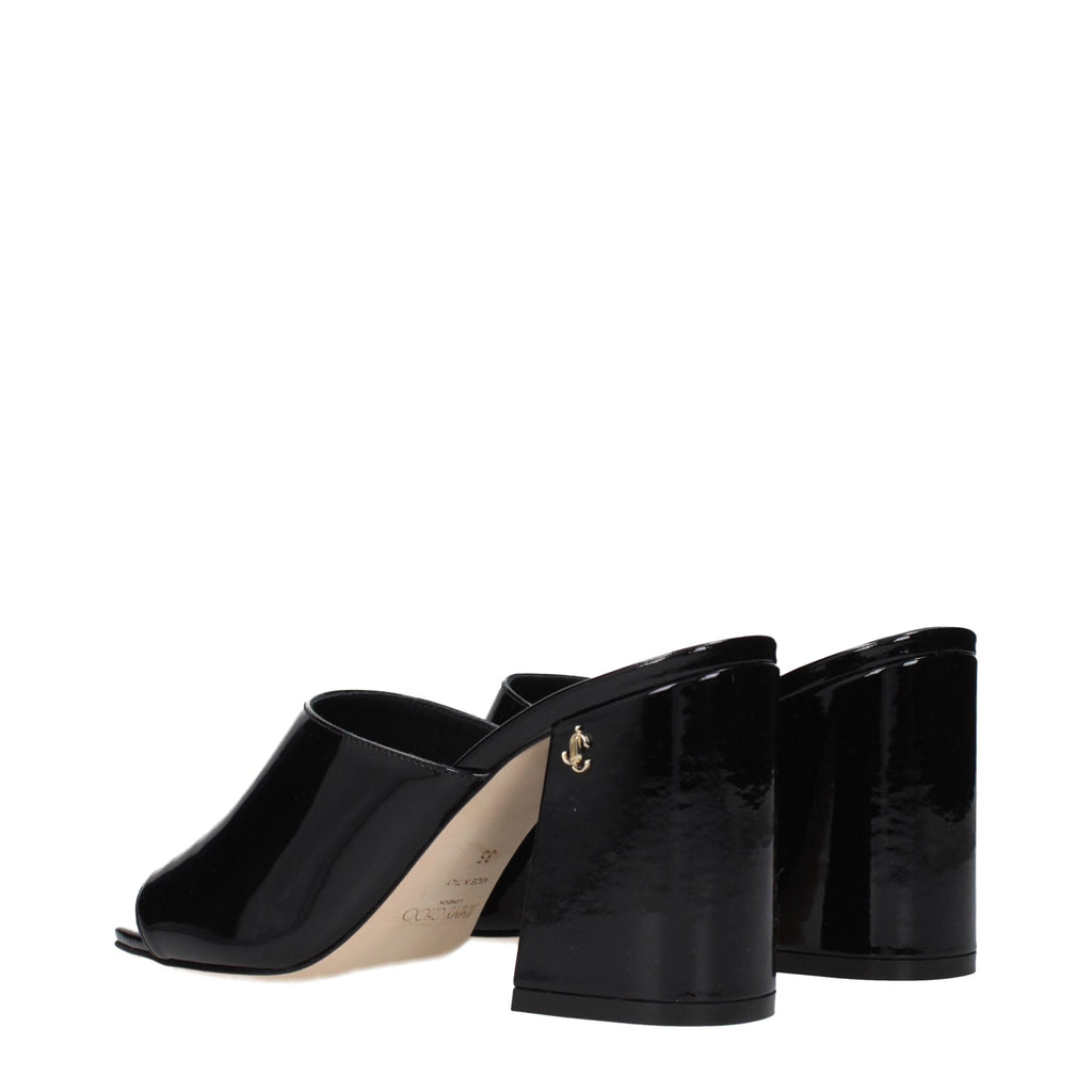 Jimmy Choo Black Leather Platform Sandals