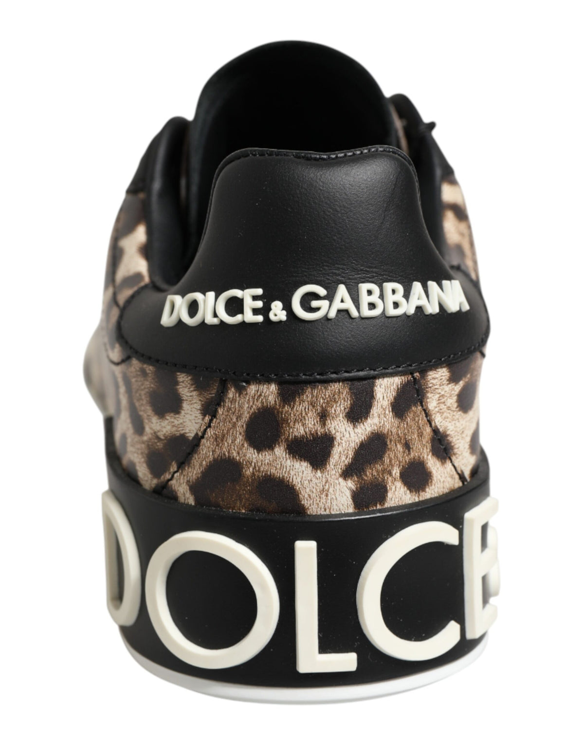 New Dolce & Gabbana Brown Leather Leopard Low Top Sneakers Shoes