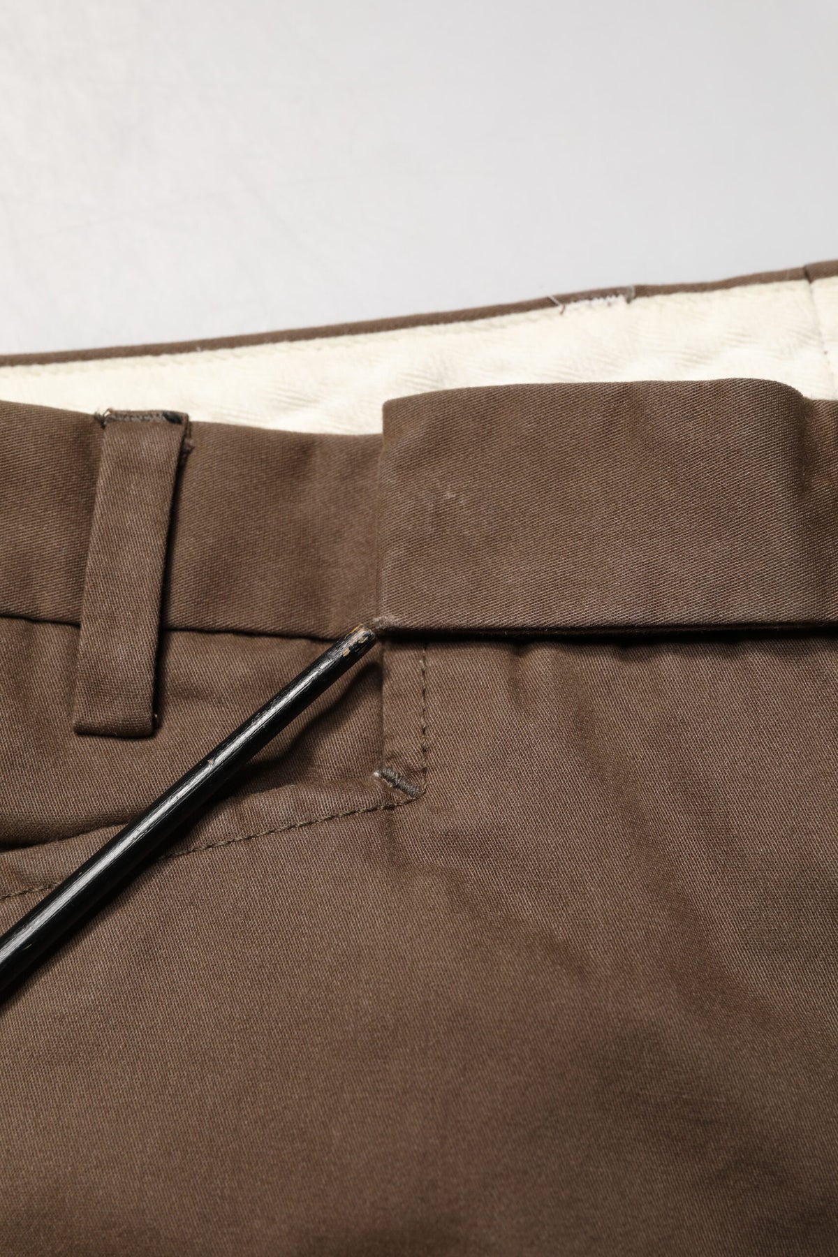 Exte Brown Straight Cut Mid Waist Chino Men Trouser Pants