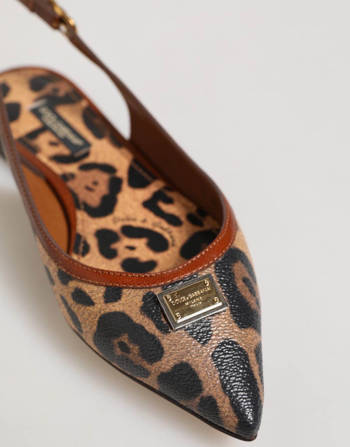 New Dolce & Gabbana Brown Leopard Slingback Flats Sandals Shoes
