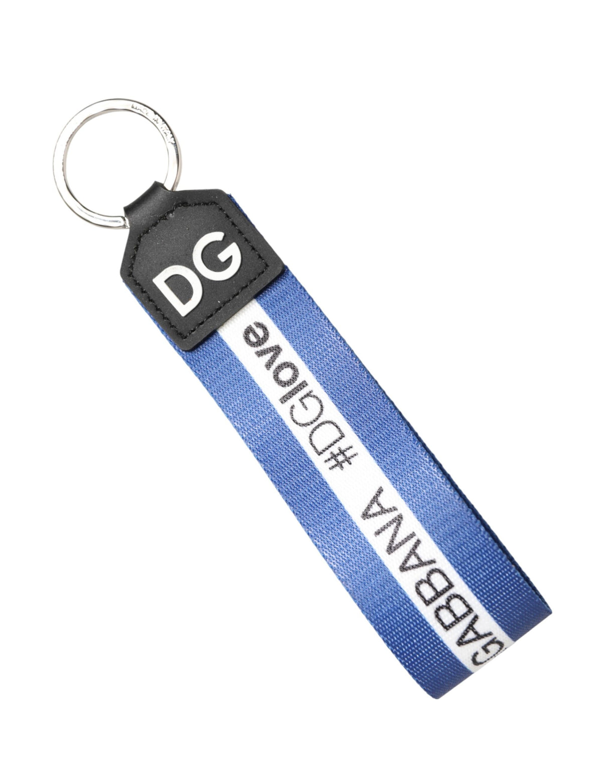 Dolce & Gabbana White Blue Logo PVC Holder Keychain Keyring