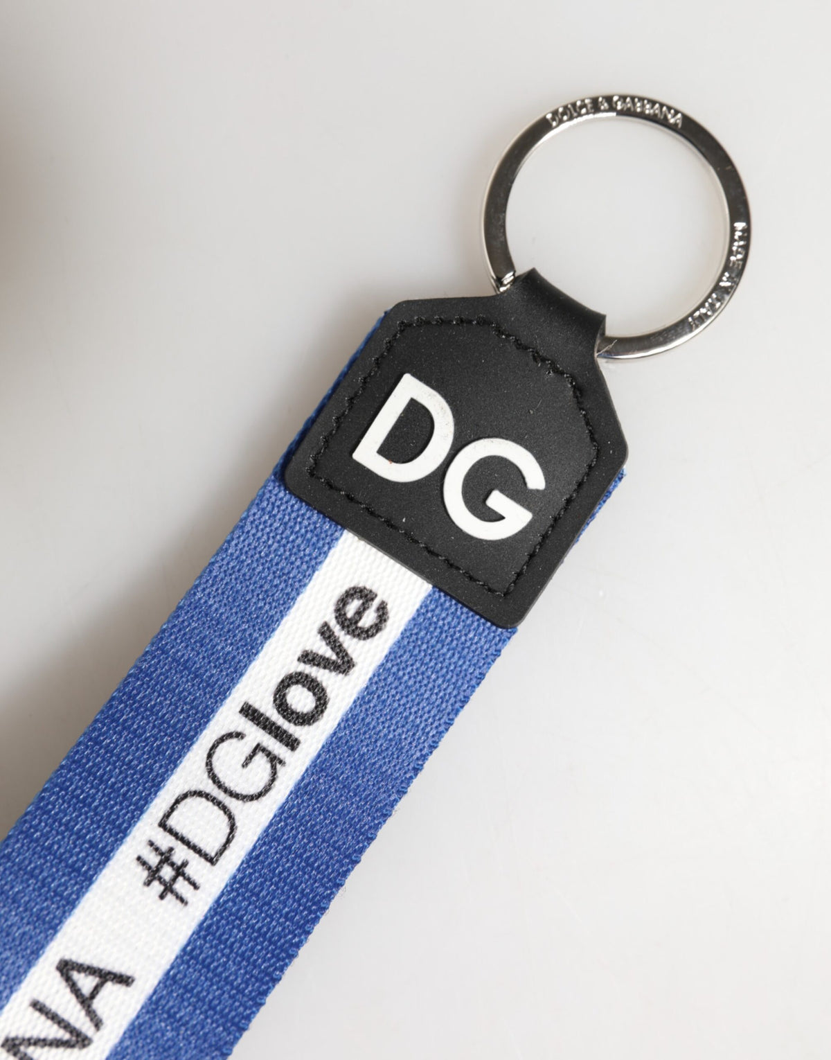 Dolce & Gabbana White Blue Logo PVC Holder Keychain Keyring