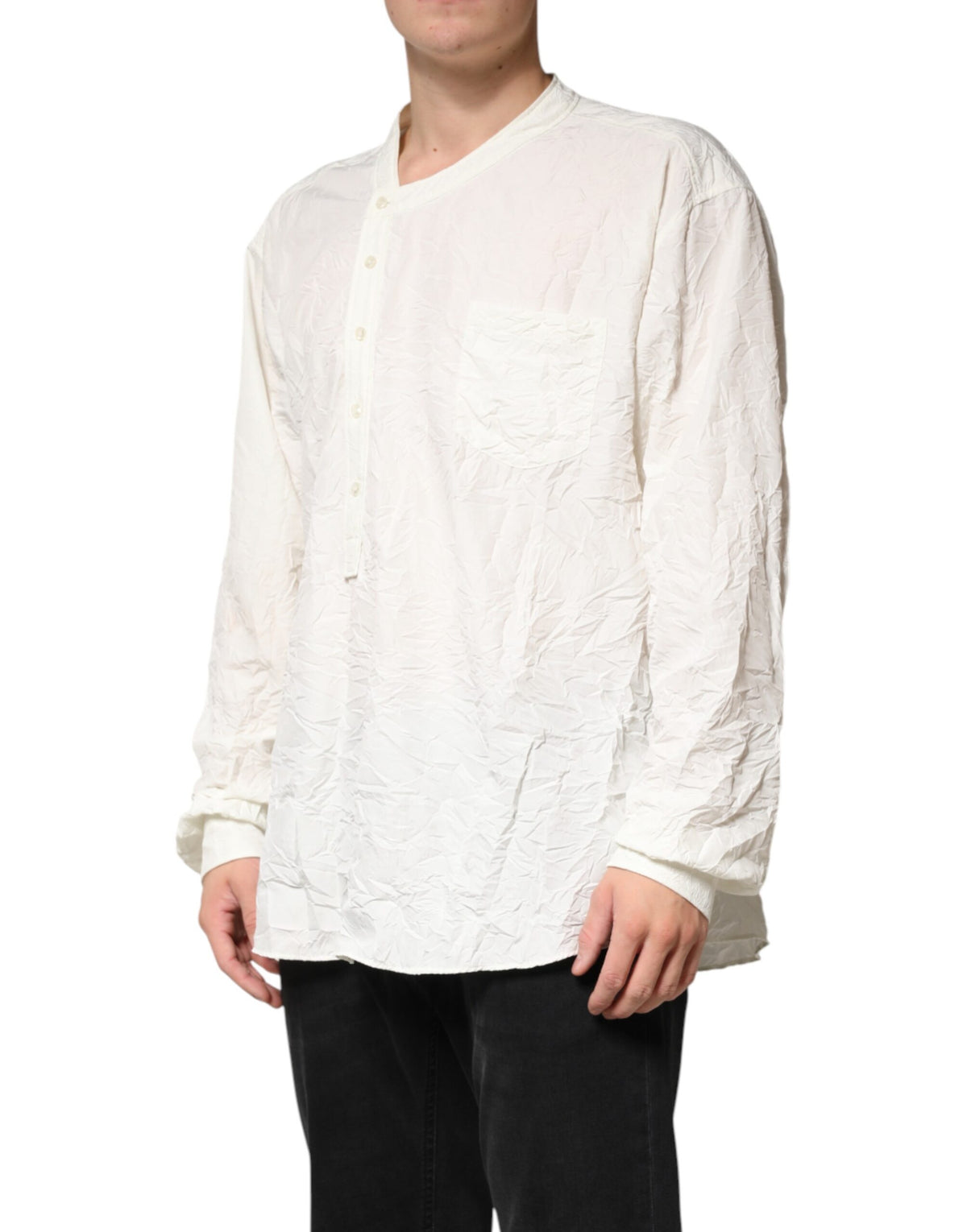 New Dolce & Gabbana White Cotton Men Long Sleeves Men Shirt