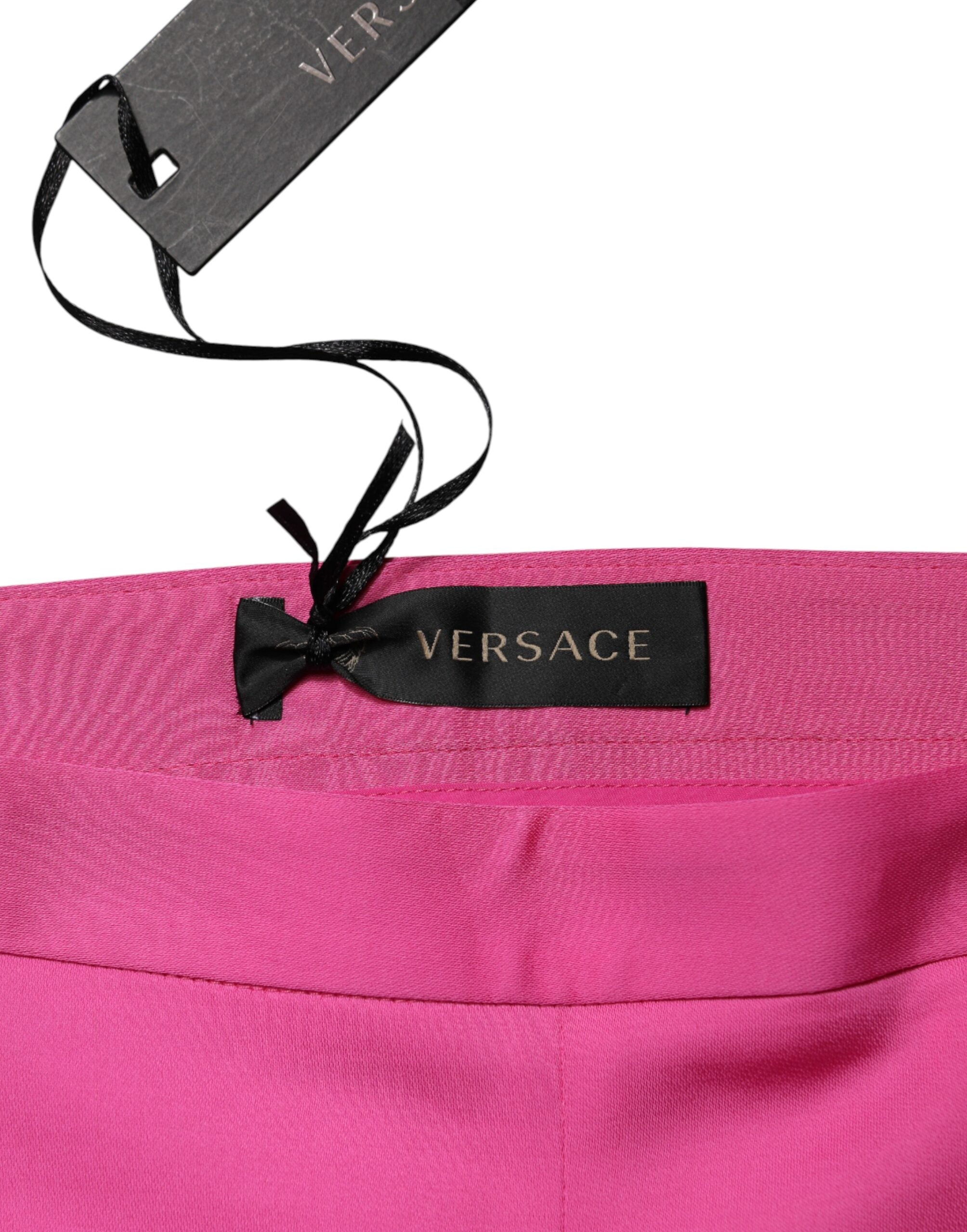 Versace Pink Viscose High Waist Straight Casual Trouser Pants - PreLoved & Luxe