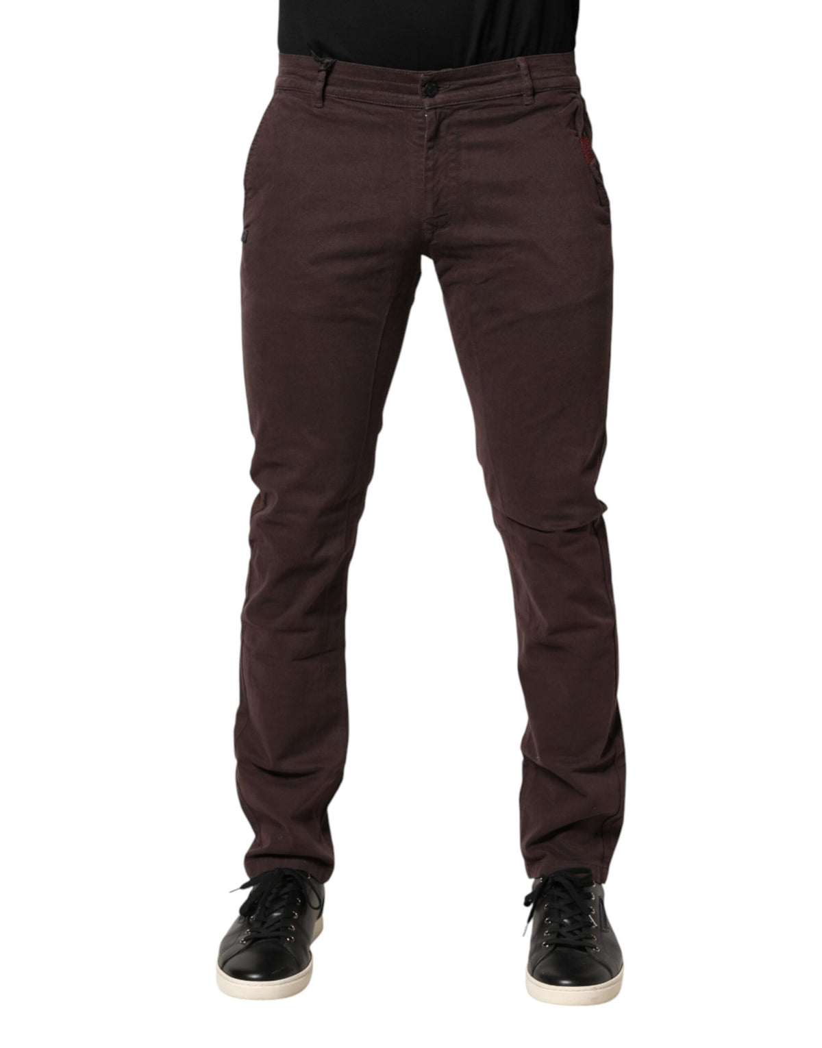 Daniele Alessandrini Brown Cotton Mid Waist Skinny Men Denim Jeans
