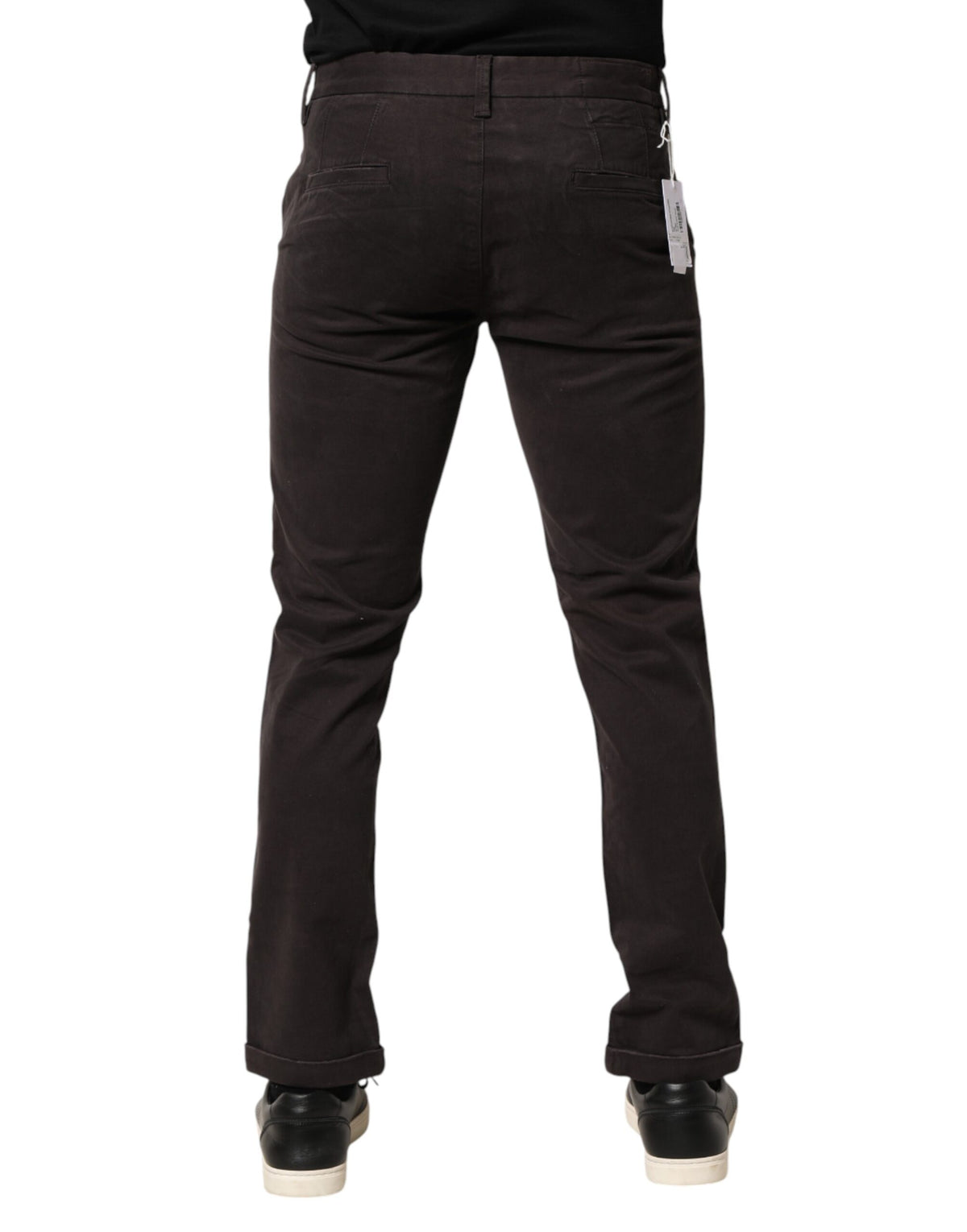 Sun68 Dark Brown Cotton Stretch Skinny Mid Waist Men Trouser Pants
