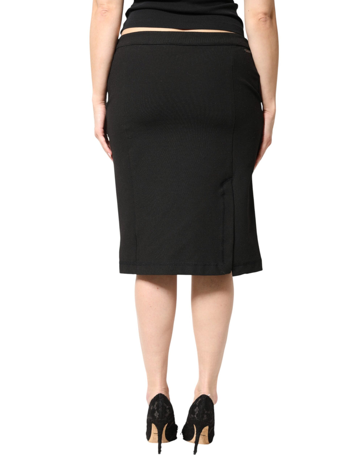 GF Ferre Black Pencil Cut Knee Length Women Skirt