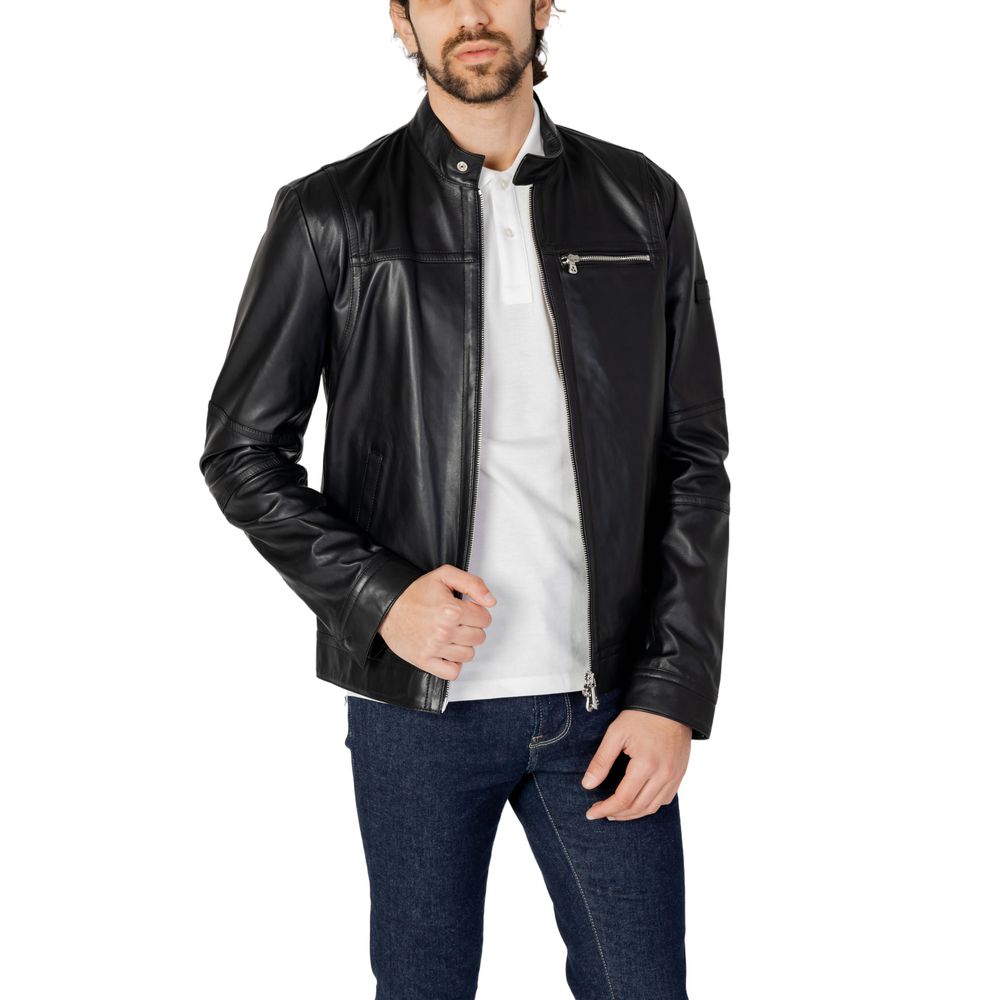 Peuterey Black Leather Leather Jacket