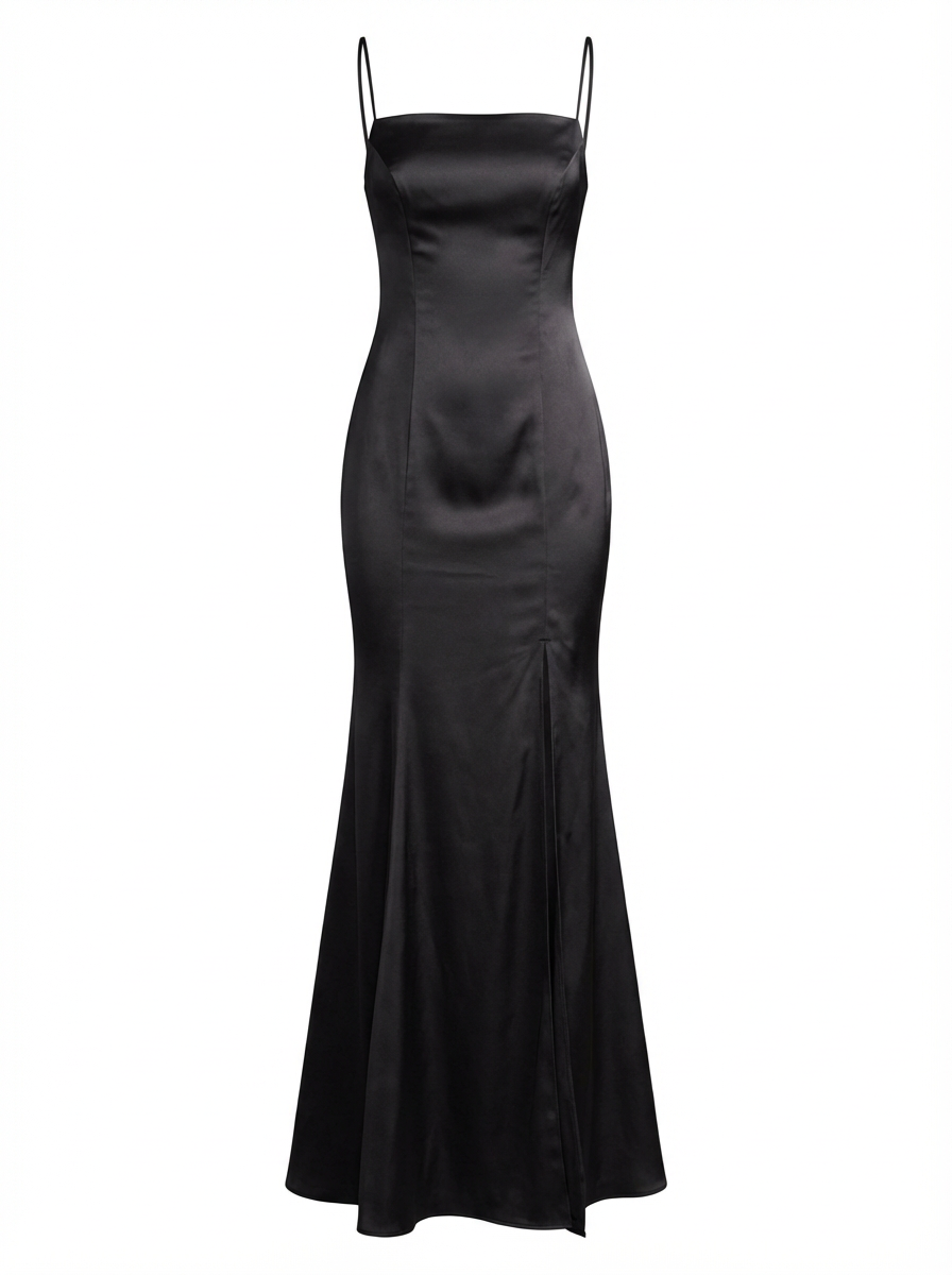 Naomi Gown - Black Satin - PreLoved & Luxe