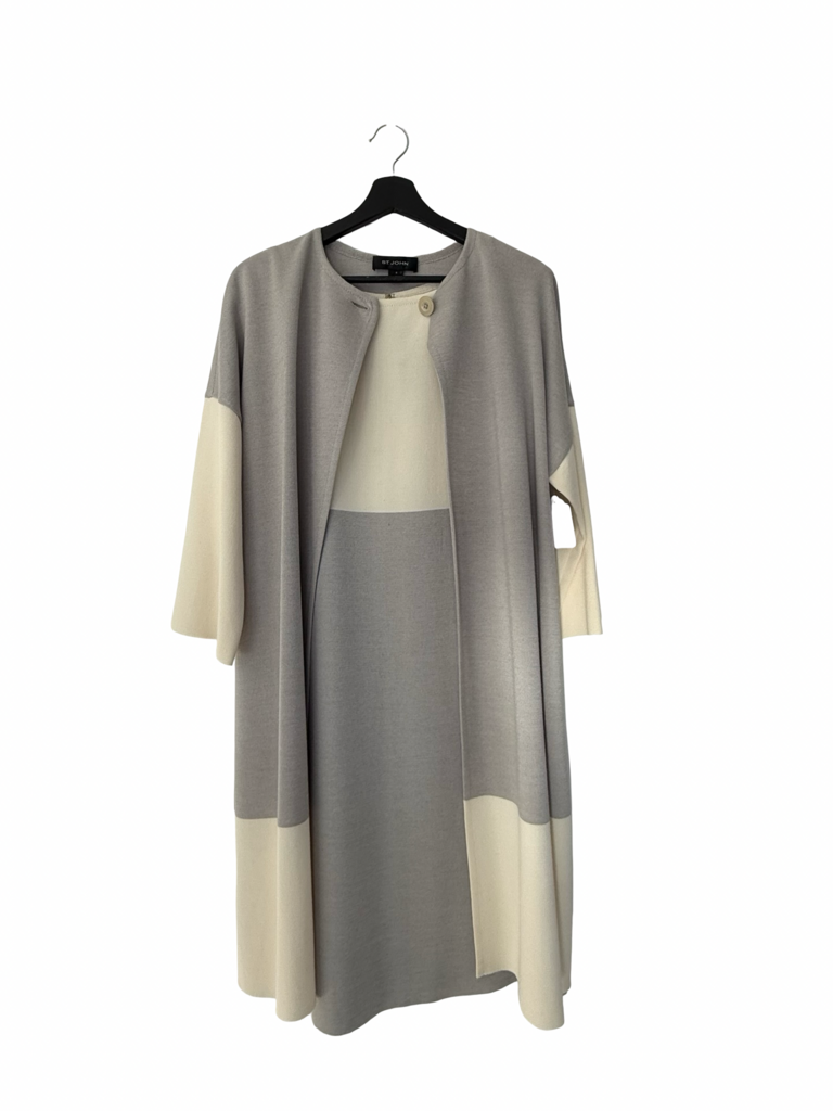 St. John Color Block Knit Dress and Cardigan Set