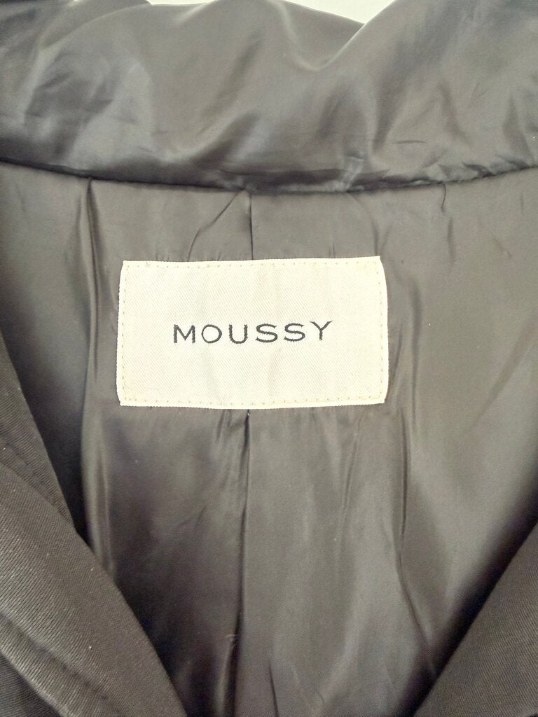 Moussy Black Quilted Jacket with Fur Hood