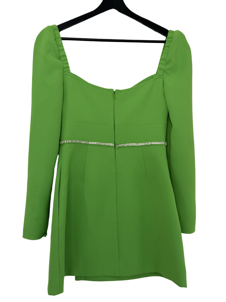 Self-Portrait Lime Green Dress with Rhinestone Details