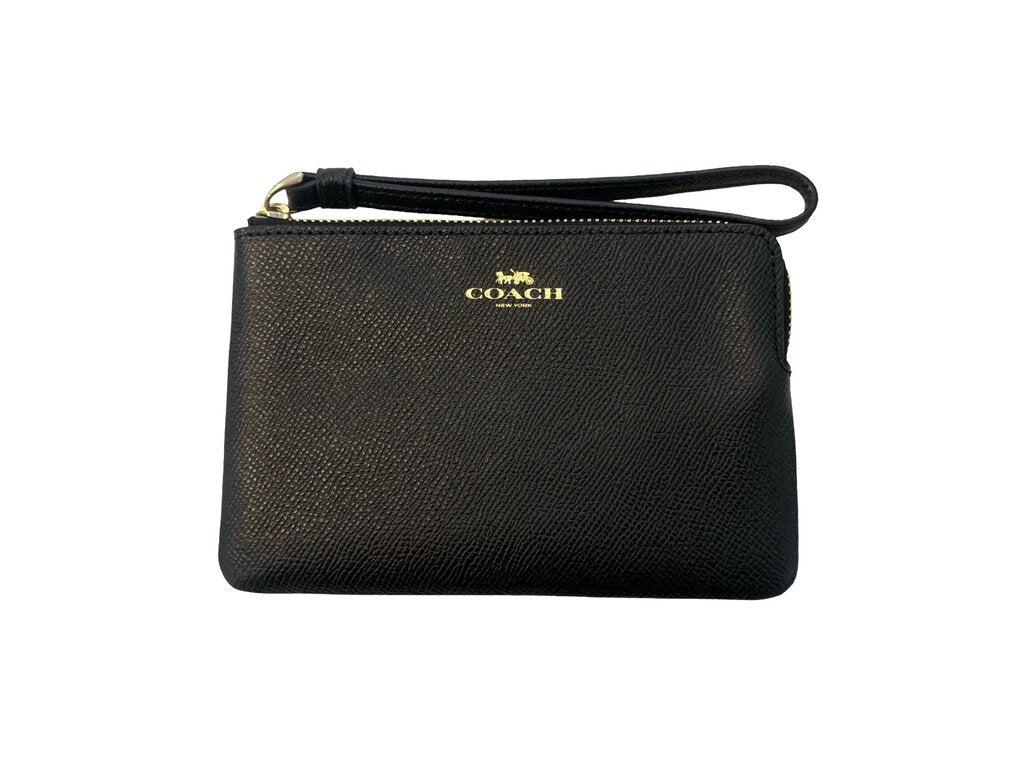 Coach Black Leather Wristlet Pouch Wallet NWT