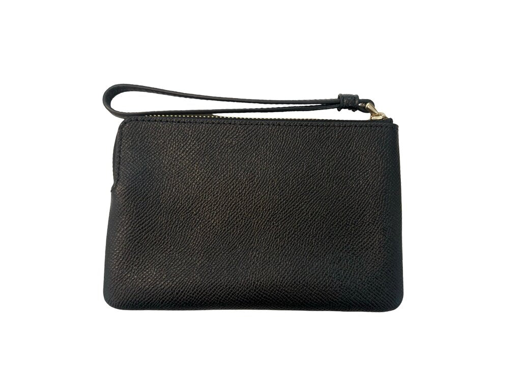 Coach Black Leather Wristlet Pouch Wallet NWT