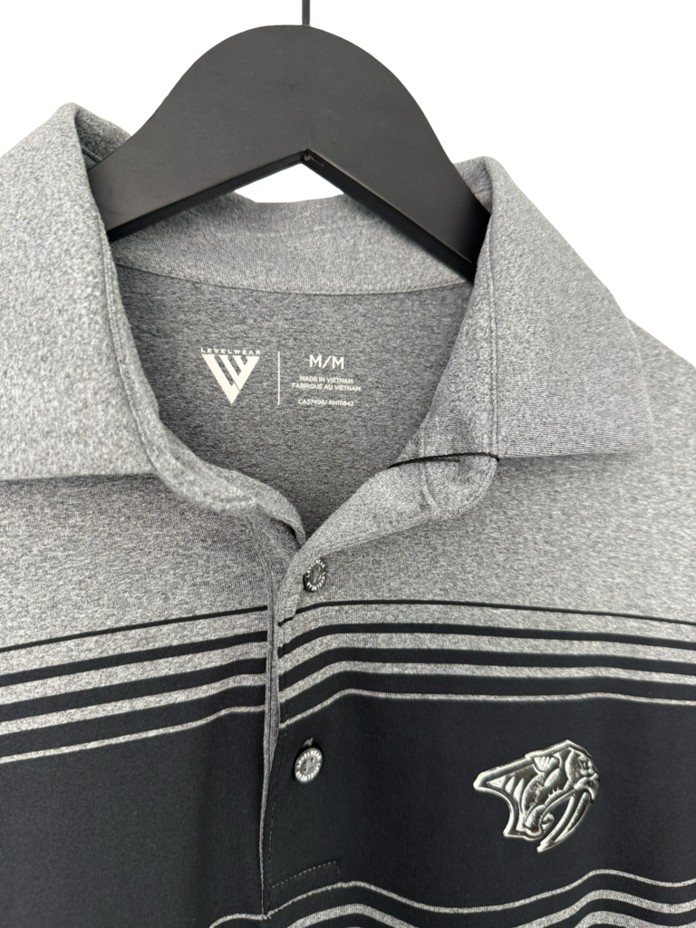 Levelwear Men's Gray Striped Polo Shirt
