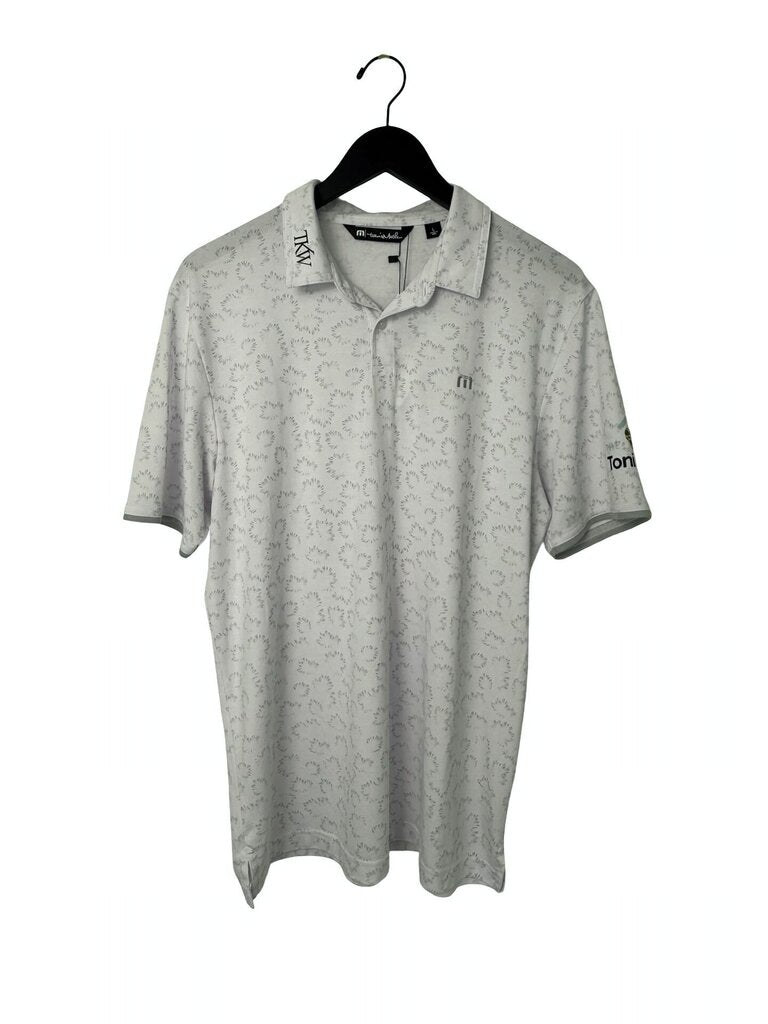 Travis Mathew Men's Gray Patterned Polo Shirt