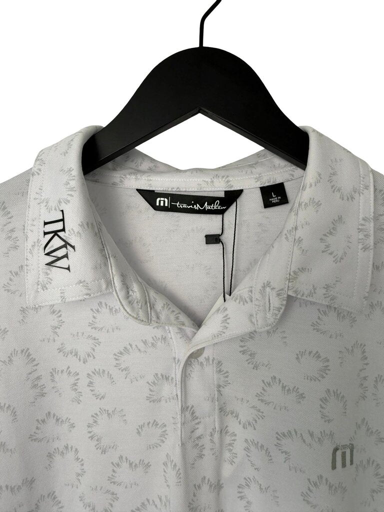 Travis Mathew Men's Gray Patterned Polo Shirt