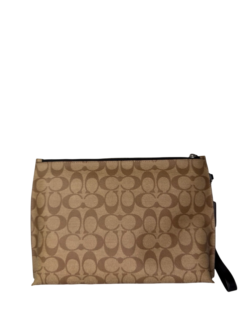 Pre-Owned Coach Signature Print Clutch with Bear Keychain