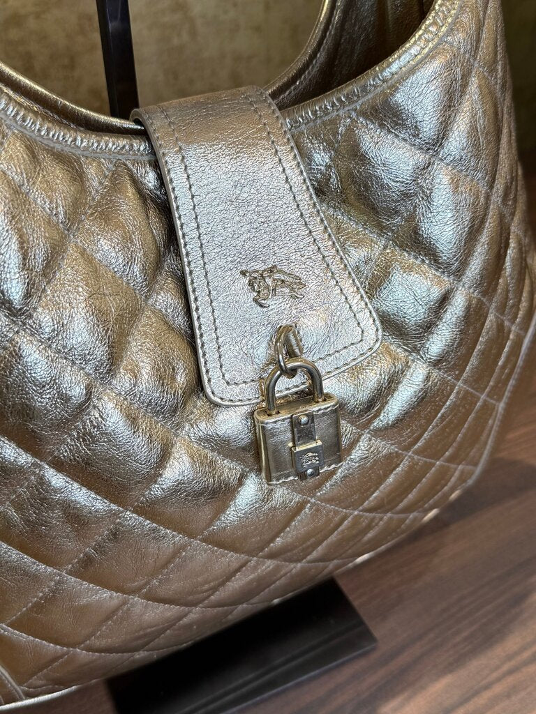 Burberry Gold Quilted Shoulder Bag