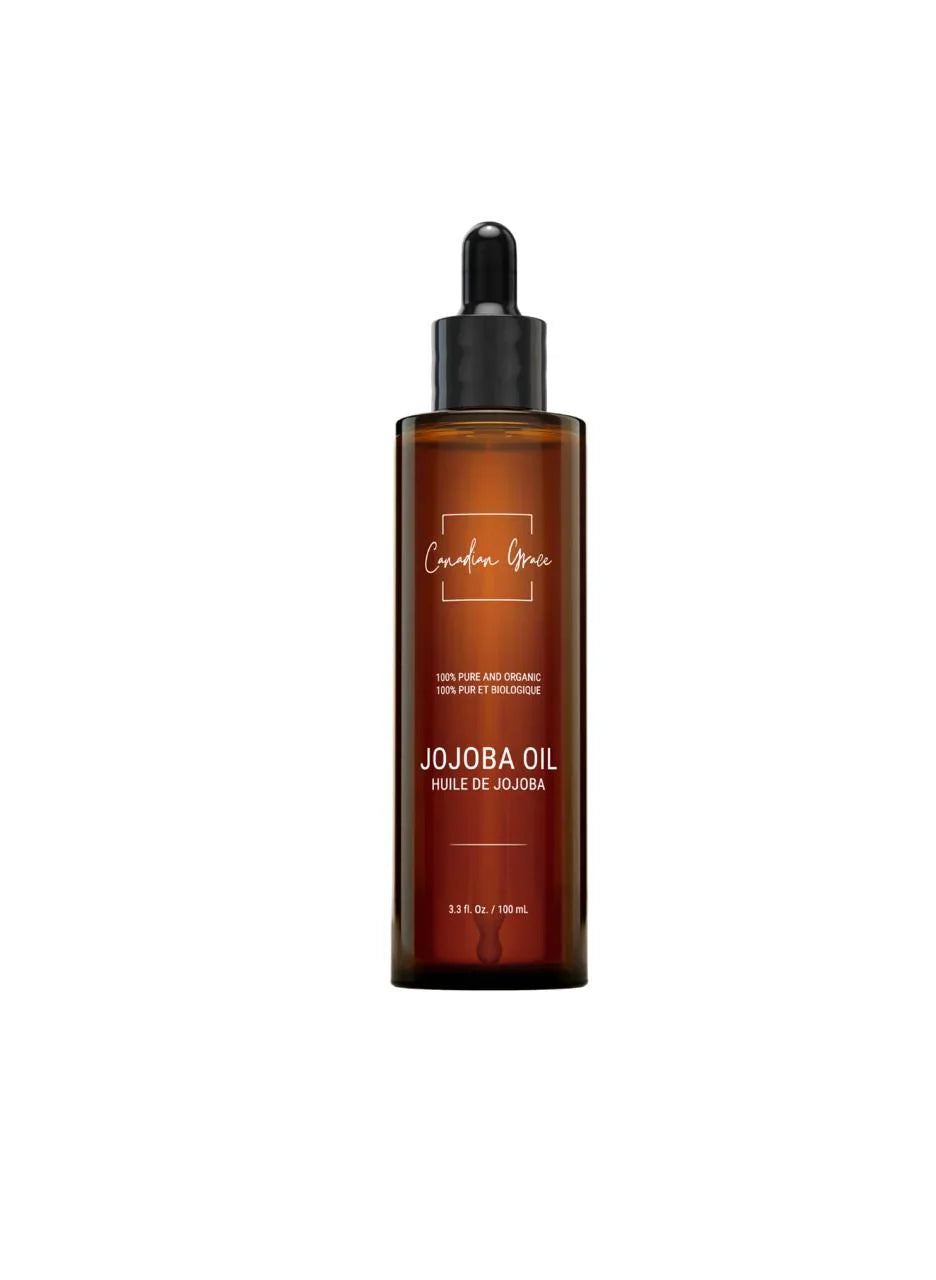 Canadian Grace 100% Organic Jojoba Oil – For Sensitive, Reactive & Acne-Prone Skin + Dry-Feeling or Oily Scalp