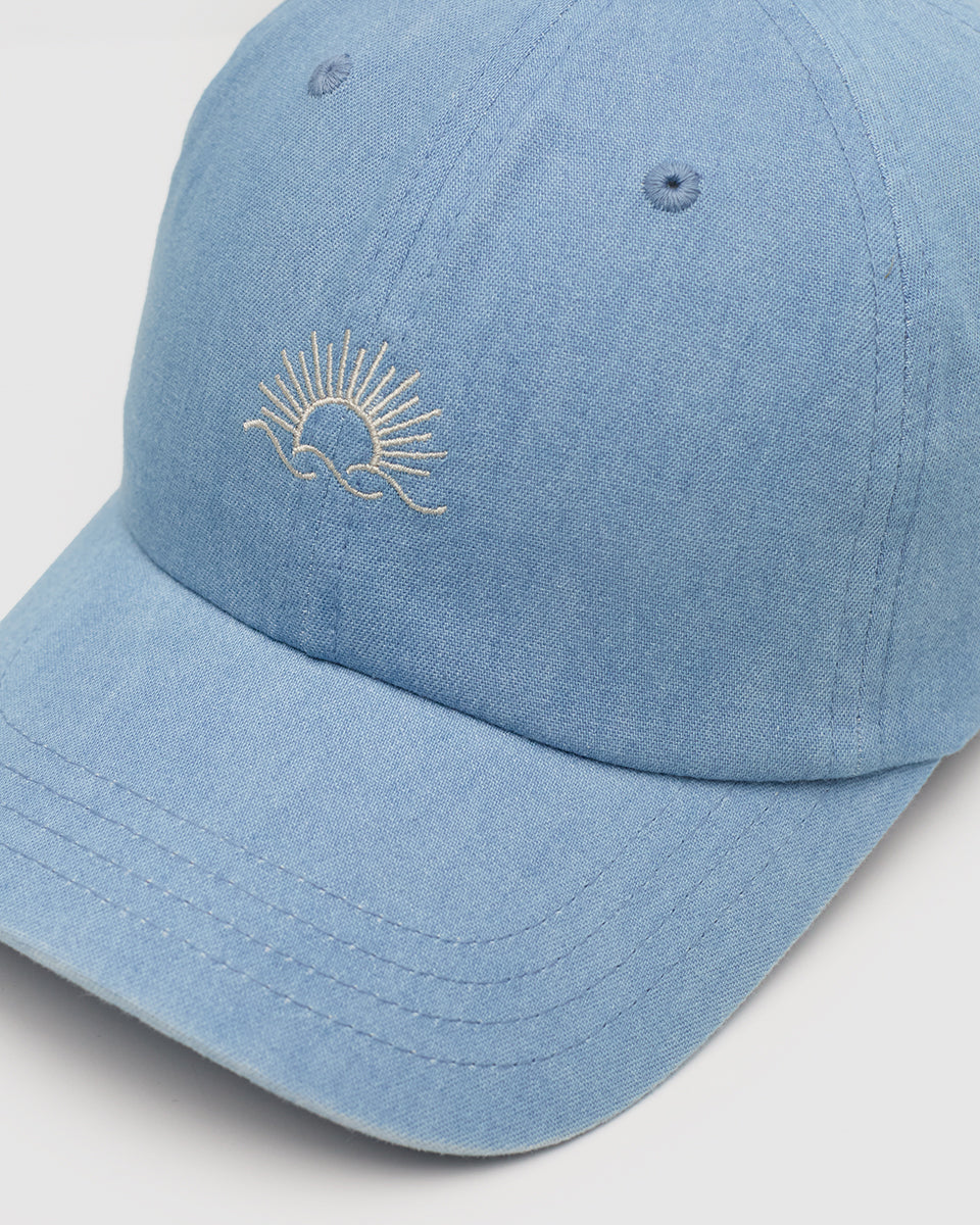 Embroidered Denim Peak Hat