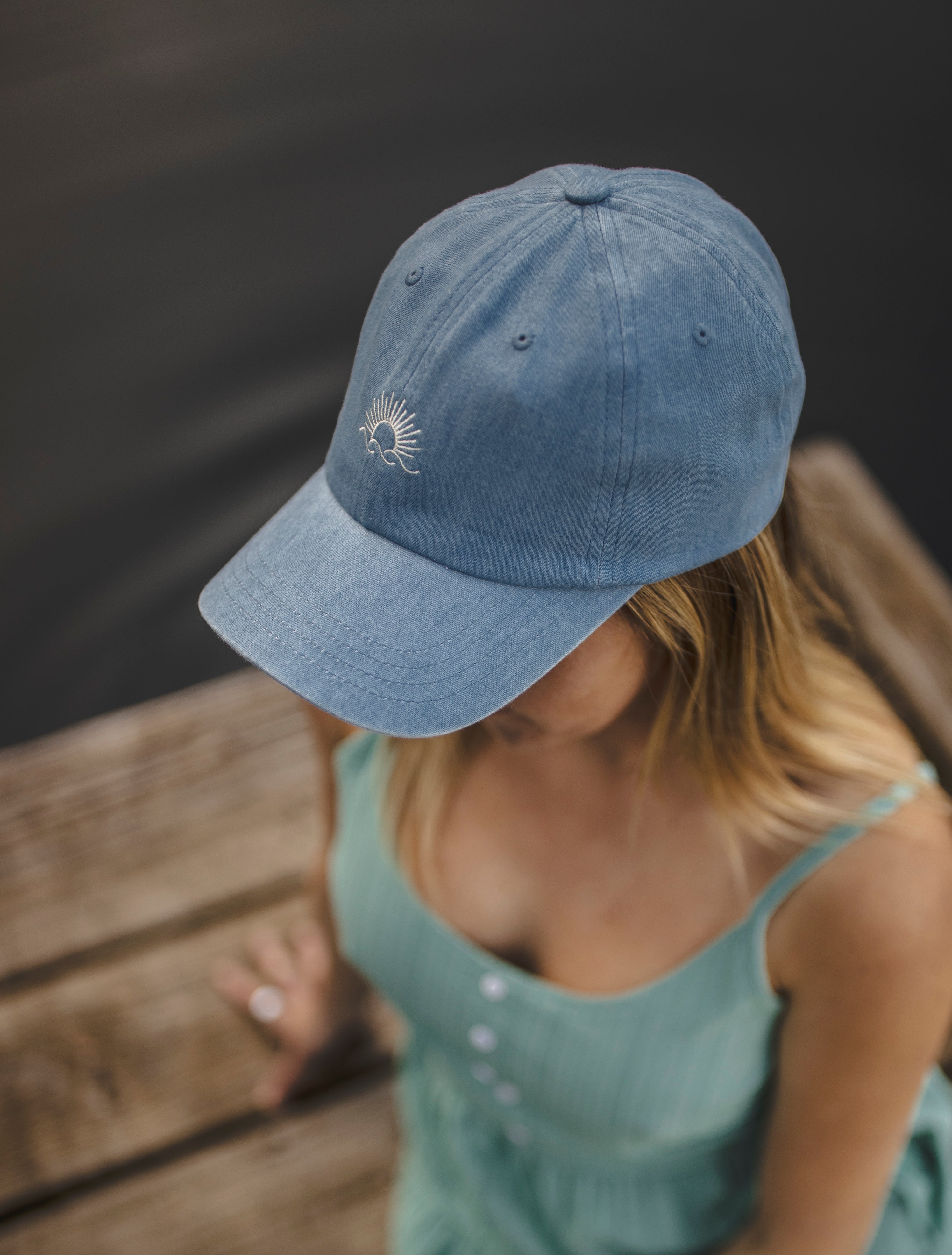 Embroidered Denim Peak Hat