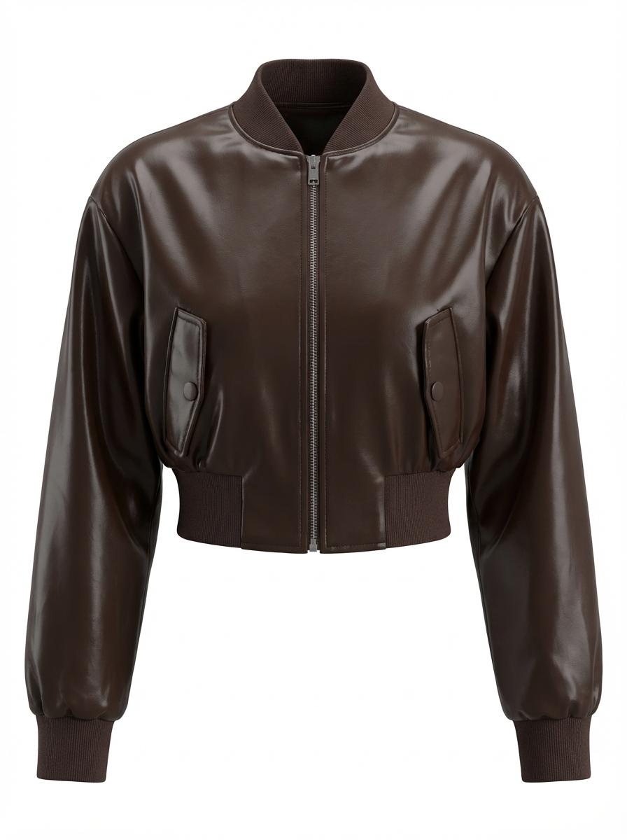 EVELIN | Faux Leather Cropped Bomber - PreLoved & Luxe